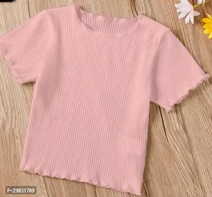 Elegant Pink Cotton Blend Solid Top For Women-thumb0