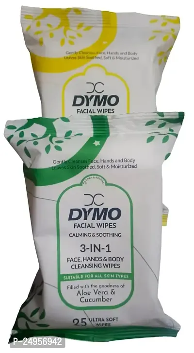 WOODZON DYMO Aloe vera  Cucumber Facial Wipes Calming  Soothing 3in1 Face || Hands || Body Cleansing Wipes (Each Pack contains 25 wipes inside)-thumb4