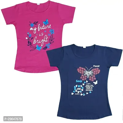 Trendy Cotton Printed Top For Girls Pack Of 2