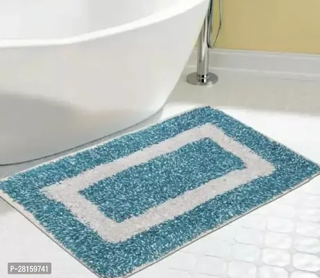 Fine Plastic Soft Micro Yarn Door Mat For Bathroom Entrance/Home Hotel Balcony Floor Carpet (Blue/White)