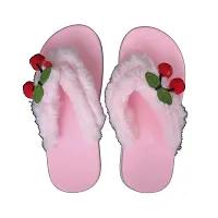 HEYINZ Fur Design Casual Flip Flop Girls Kids Slippers |Girls Slip on Flip Flop Slippers|Kids Slippers(18months to 9years) (Pink, numeric_1)-thumb1
