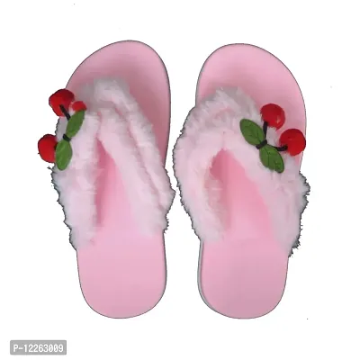 HEYINZ Fur Design Casual Flip Flop Girls Kids Slippers |Girls Slip on Flip Flop Slippers|Kids Slippers(18months to 9years) (Pink, numeric_1)-thumb2