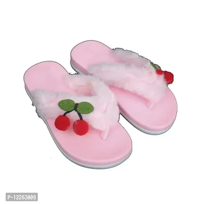 HEYINZ Fur Design Casual Flip Flop Girls Kids Slippers |Girls Slip on Flip Flop Slippers|Kids Slippers(18months to 9years) (Pink, numeric_1)-thumb0