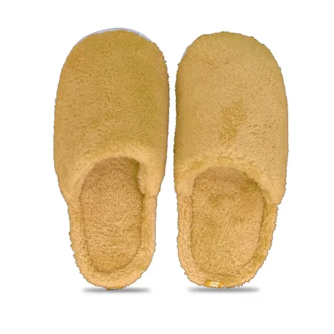 HEYINZ Winter Home wear Warm Fur slipper flip-flop for Men and women (Yellow, numeric_6)