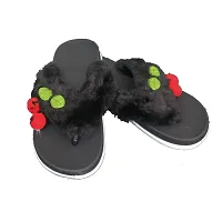 HEYINZ Fur Design Casual Flip Flop Girls Kids Slippers |Girls Slip on Flip Flop Slippers|Kids Slippers(18months to 9years) (Black, numeric_2)-thumb3