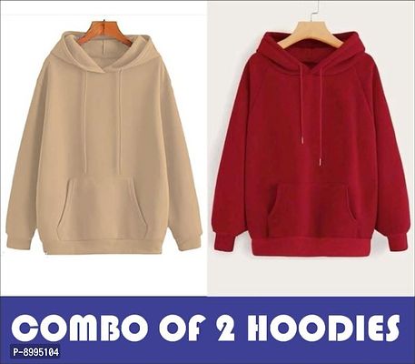 Classic Fleece Solid Hoodie Sweatshirts for Women, Pack of 2-thumb0