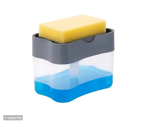 2 In 1 Soap Dispenser For Dishwasher Liquid Holder 400 Ml With Sponge-thumb0