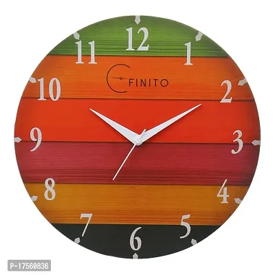 EFINITO 12 inches Wooden Rustic Colour Wall Clock for Home Living Room Stylish Bedroom - Step Movement