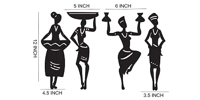 EFINITO Tribal Women 4 Pcs. Set Abstract Wall Decor for Home living Room Office bedroom hall Decoration/Wall Art- Black, Medium (Medium 10 inch)-thumb2