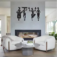 EFINITO Tribal Women 4 Pcs. Set 12 Inches Height Abstract Wall Decor for Home living Room Office bedroom hall kitchen Decoration Wall Art - Black-thumb1