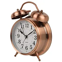 EFINITO Analog Alarm Clock Metal Abstract Theme Twin Bell Gold Alarm Clock with Night LED Display for Heavy Sleepers - 5 Inches-thumb2