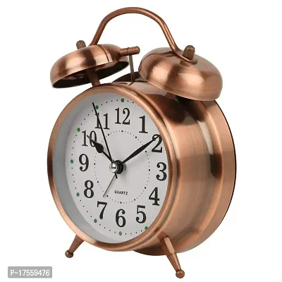 EFINITO Analog Alarm Clock Metal Abstract Theme Twin Bell Gold Alarm Clock with Night LED Display for Heavy Sleepers - 5 Inches-thumb3