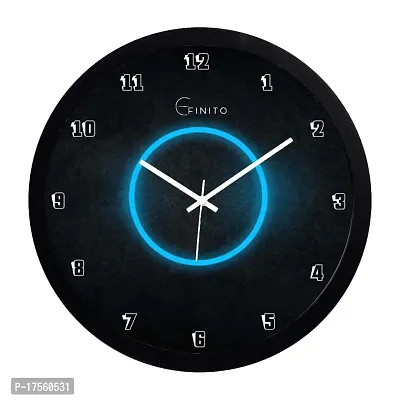 EFINITO 13 Inch Neon Blue Classy Wall Clock for Home Living Room Office Bedroom Hall Silent Movement