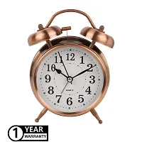 EFINITO Analog Alarm Clock Metal Abstract Theme Twin Bell Gold Alarm Clock with Night LED Display for Heavy Sleepers - 5 Inches-thumb1