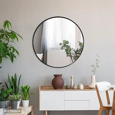 EFINITO 14 Inches Large Circle Wall Mirror for Wash Basin Bathroom Makeup Vanity Decorative Mirror-thumb0