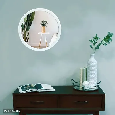 EFINITO 13 Inch Round Wall Mirror for Bathroom Wash Basin Living Room Bedroom Drawing Room Makeup Vanity Mirror - White-thumb3