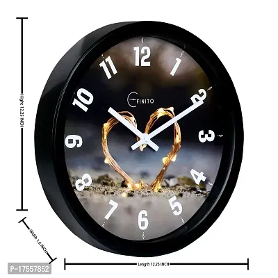 EFINITO 12.5 Inches Lighting Heart Wall Clock for Home Living Room Bedroom Office Hall Kids Room (Silent Movement, Black Frame)-thumb3