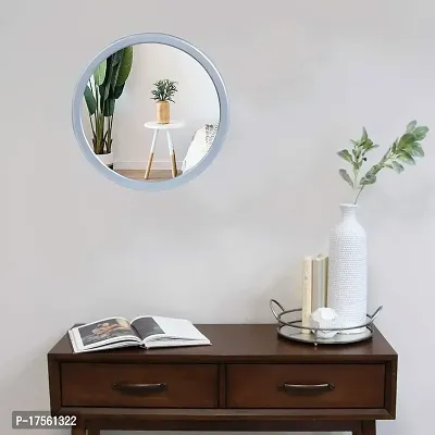 EFINITO 13 Inches Silver Round Wall Mirror for Bathroom Wash Basin Living Room Bedroom Drawing Room Makeup Vanity Mirror-thumb4