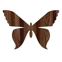 EFINITO Designer Wooden Brown Wall Clock with Wooden Butterflies Stylish Wall Watch for Home Living Room Hall Bedroom Kitchen Office Kids Room - Silent Movement 25cm x 25cm-thumb1