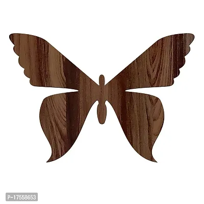 EFINITO Designer Wooden Brown Wall Clock with Wooden Butterflies Stylish Wall Watch for Home Living Room Hall Bedroom Kitchen Office Kids Room - Silent Movement 25cm x 25cm-thumb2