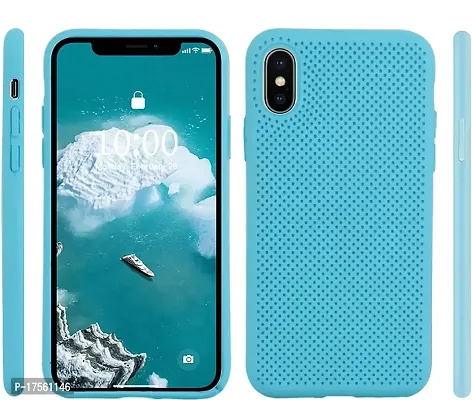 EFINITO Slim Fit Liquid Silicone Back Cover for Apple iPhone X iPhone Xs Shockproof Protective Case Cover with Microfiber Lining - Blue-thumb0
