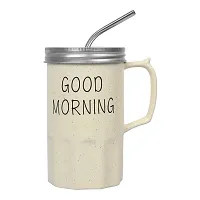 EFINITO Good Morning Coffee Mug with Metal Straw - 450 ML-thumb1