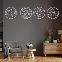 EFINITO 4 Pcs Nature D?coration Wall Art, Wall Decor, Set of Silver Wooden home decor items for Livingroom Bedroom Kitchen Office Cafe Wall (23x23) cm each-thumb1