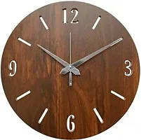 EFINITO Wooden MDF Round Fancy Antique Design Silent Ticking Movement Wall Clock (11 Inch, Dark Brown)-thumb1