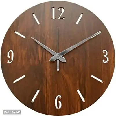 EFINITO Wooden MDF Round Fancy Antique Design Silent Ticking Movement Wall Clock (11 Inch, Dark Brown)-thumb2