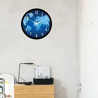 EFINITO 12 inch Wall Clock with World map Print Silent for Room Home Kitchen Bedroom Office-thumb1