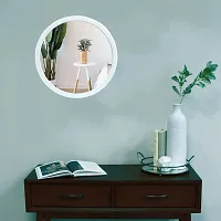EFINITO 12.8 Inch Wall Mirror for Bathroom Wash Basin Living Room Bedroom Drawing Room Makeup Vanity Mirror Round - White-thumb2