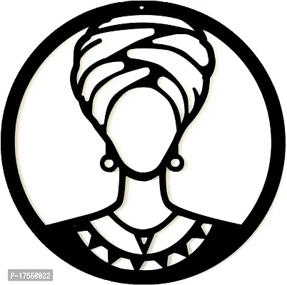 EFINITO 32 Cm African Woman With Head Wrap Wall Art, Black Wood African Woman Silhouette, Wood Wall Decor African Woman, African Woman Wall Art, Tribal African Wall Art,Wall Decor-thumb0