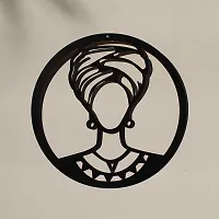 EFINITO 32 Cm African Woman With Head Wrap Wall Art, Black Wood African Woman Silhouette, Wood Wall Decor African Woman, African Woman Wall Art, Tribal African Wall Art,Wall Decor-thumb1