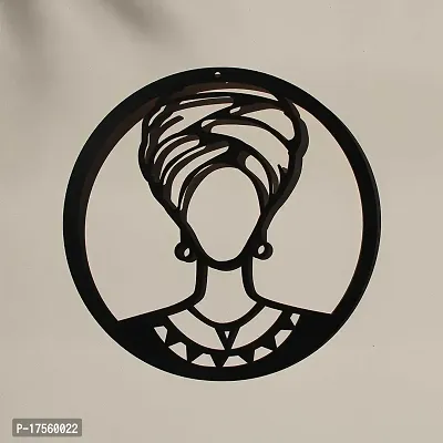 EFINITO 32 Cm African Woman With Head Wrap Wall Art, Black Wood African Woman Silhouette, Wood Wall Decor African Woman, African Woman Wall Art, Tribal African Wall Art,Wall Decor-thumb2