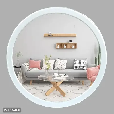 EFINITO 12.8 Inch Wall Mirror for Bathroom Wash Basin Living Room Bedroom Drawing Room Makeup Vanity Mirror Round - White-thumb0