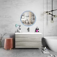 EFINITO 13 Inches Silver Round Wall Mirror for Bathroom Wash Basin Living Room Bedroom Drawing Room Makeup Vanity Mirror-thumb2