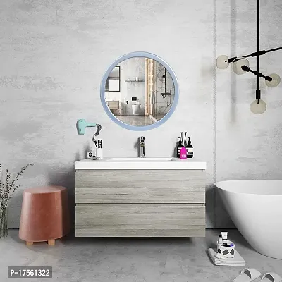 EFINITO 13 Inches Silver Round Wall Mirror for Bathroom Wash Basin Living Room Bedroom Drawing Room Makeup Vanity Mirror-thumb3