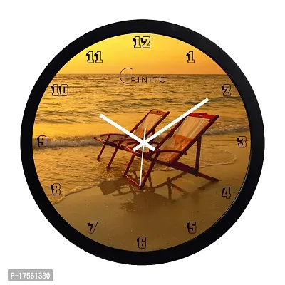 EFINITO 13 Inch Beach Sunset Wall Clock for Home Living Room Office Bedroom Hall Kids Room Silent Movement-thumb0