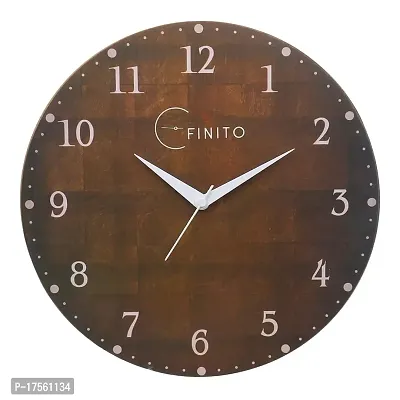 EFINITO 12 inches Wooden Dark Wall Clock for Home Living Room Stylish Bedroom - Step Movement