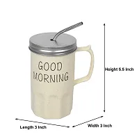 EFINITO Good Morning Coffee Mug with Metal Straw - 450 ML-thumb2