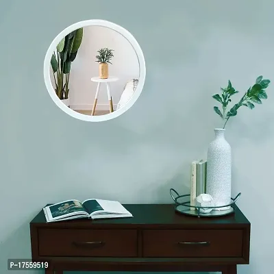 EFINITO 13 Inch Wall Mirror for Bathroom Wash Basin Living Room Bedroom Drawing Room Makeup Vanity Mirror Round - White-thumb3