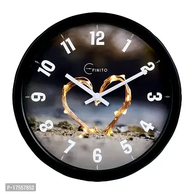 EFINITO 12.5 Inches Lighting Heart Wall Clock for Home Living Room Bedroom Office Hall Kids Room (Silent Movement, Black Frame)