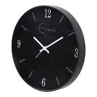 EFINITO Black Wall Clock 8 Inch Silent Non Ticking Quartz Battery Operated Easy to Read Decorative Round Sleek Design for Home Kitchen Bedroom Office Living Room Clocks, Silver Numbers-thumb3