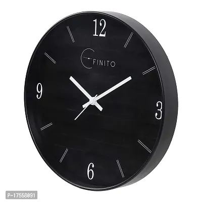 EFINITO Black Wall Clock 8 Inch Silent Non Ticking Quartz Battery Operated Easy to Read Decorative Round Sleek Design for Home Kitchen Bedroom Office Living Room Clocks, Silver Numbers-thumb4