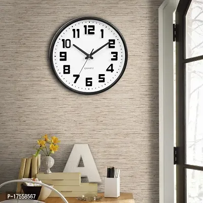 Efinito 12 Inch Large Number Wall Clock for Home Decorative, Battery Operated, Easy to Read for Home, Office, Living Room, Bedroom,Kids Room (Black)