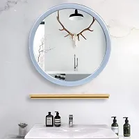 EFINITO 13 Inches Silver Round Wall Mirror for Bathroom Wash Basin Living Room Bedroom Drawing Room Makeup Vanity Mirror-thumb1