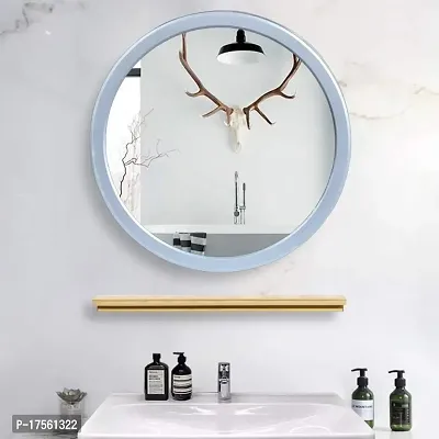 EFINITO 13 Inches Silver Round Wall Mirror for Bathroom Wash Basin Living Room Bedroom Drawing Room Makeup Vanity Mirror-thumb2