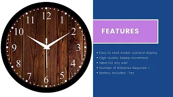 EFINITO 12 inch Wooden Checkered Wall Clock Silent for Room Home Kitchen Bedroom Office-thumb1