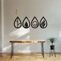 EFINITO Four Elements Wall Art, Wall Decor, Set of Black Wooden Water Drop Shape Art 4 Elements home decor items for Livingroom Bedroom Kitchen Office Cafe Wall (23x23) cm each (4pcs)-thumb2