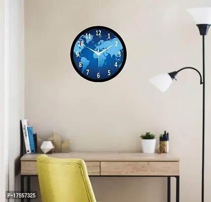 EFINITO 12 inch Wall Clock with World map Print Silent for Room Home Kitchen Bedroom Office-thumb5